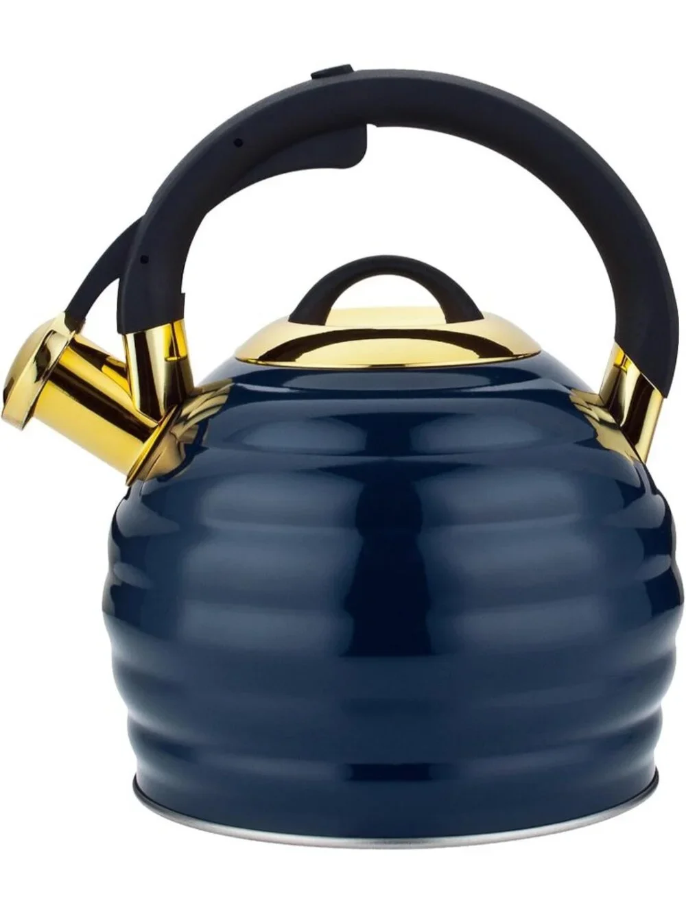Blue Kitchen Whistling Teakettle 3.2Q Stainless Steel Stovetop Heat Proof Handle